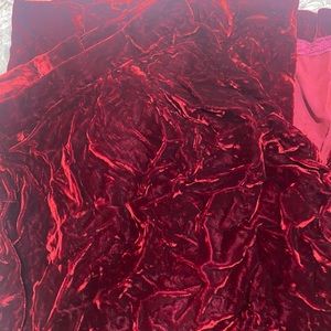 Vintage red velvet high waist floor length skirt